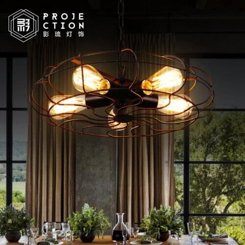 Rh Loft Vintage American country fan pendant lamp design industry for Study bedroom dining room