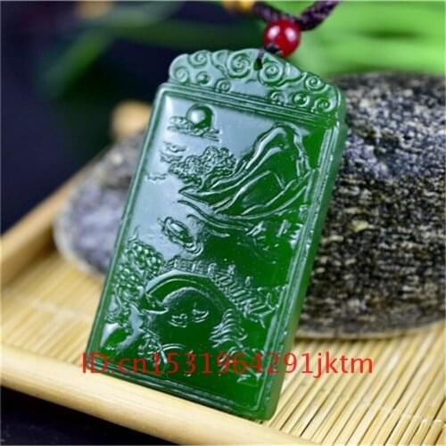 Hand Necklace Gifts Jade Green Jewelry Pendant for Fashion Jadeite Landscape Women Amulet Natural Men Carved Charm Chinese