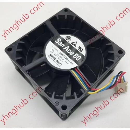 SANYO DENKI 9G0812P1F03 DC 12V 0.58A 80x80x38mm 4-Wire Server Cooling Fan