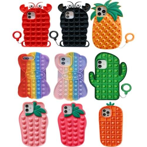 Super Cute Cartoon Bear Pendant Phone Case for iphone 11 12 Pro MAX Mini X XS XR SE 6 7 8 Plus Soft Shockproof Back Cover Kids