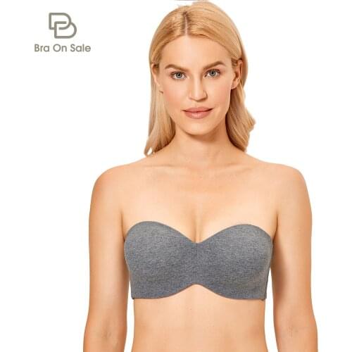 Womens Smooth Cotton Strapless Minimizer Bra Plus Size Underwire Non-Padded Multiway