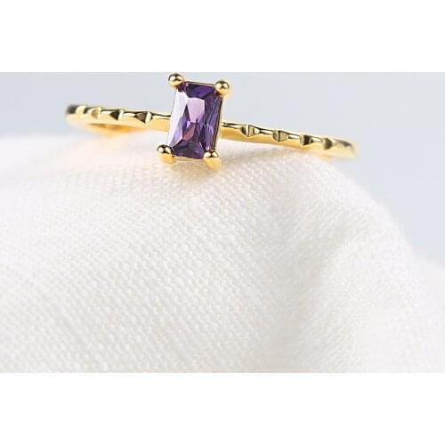 Entry Lux Creative Midi Ring For Women Purple Crystal Light Yellow Gold Color Korean Style Fashion Jewelry Gift For Girls KBR011