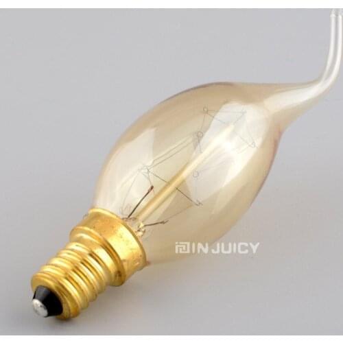 10Pack/LOT E14 C35 Lamp candle halogen bulbs Edison retro carbon filament light for Crystal Chandelier AC110V-120V OR 220V-240V