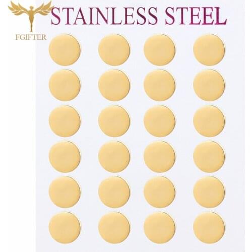 12pairs/lot Wholesale Round Shaped Gold Stainless Steel Stud Earring For Women Ear Jewelry