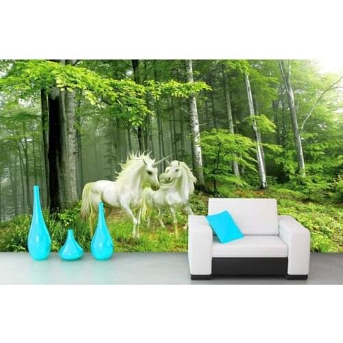 Custom 3D mural, the unicorn in the forest romantic style of oil painting papel de parede,living room TV wall bedroom wallpaper