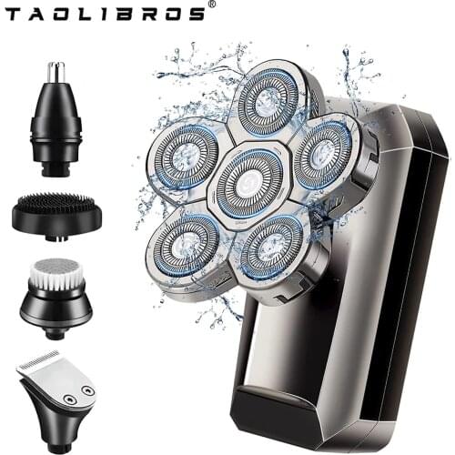 5 In 1 6D Mens Rechargeable Bald Head Electric Shaver 6 Floating Heads Beard Nose Ear Hair Trimmer Razor Clipper