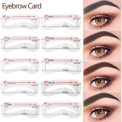 3 pcs Pro Reusable Eyebrow Stencil Set Eye Brow DIY Drawing Guide Styling Shapin PVC Eyebrow Stencil makeup tools free ship