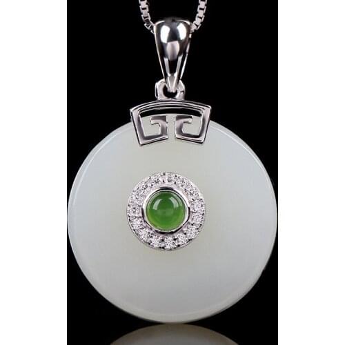 925 Silver Necklace Jewelry Hetian Jade Pendant For Women