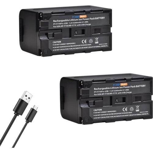 PowerTrust 5200mAh NP-F750 NPF750 NP F750 F730 F770 Battery USB Output with LED Power Indicator for Sony CCD-TRV215 CCD-TR917