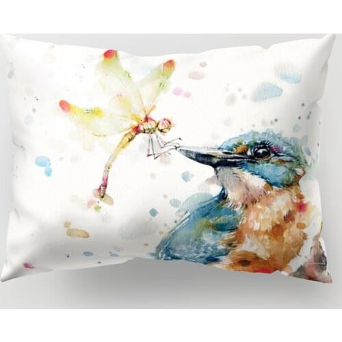 Watercolor Animal Polyester Cushion Cover Soft 30x50cm Cute Bird Owl Deer Print Decorative Pillow Case for Sofa Couch Home Decor