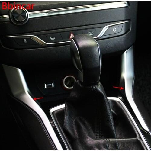 Bbincar Car Auto Cover Styling For Peugeot 308 2014 2015 2016 ABS Chrome Gear Shift Level Stick Base Pedestal Side Bar Trim 2pcs