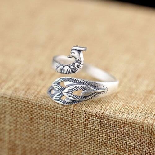 Bohemian Vintage Big Peacock Rings For Women Lady Men Antique Knuckle Rings Boho Jewelry Anillos