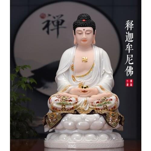 38cm large 2021 High grade jade color gilding Sakyamuni Buddha statue Buddhism Amitabha Buddha HOME shrine Effective protection