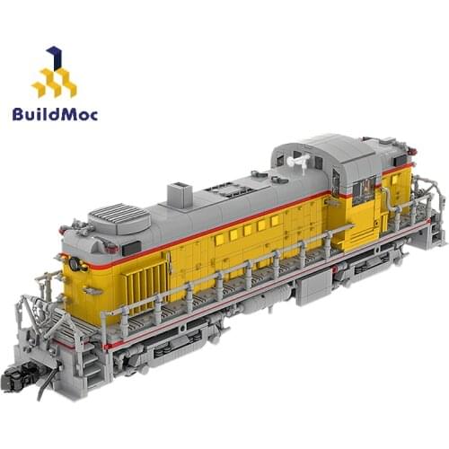 BuildMoc Train Station Technical Railway MOC Union Pacific Alco RS-2 (1:38) Model Building Blocks Bricks Train Toys For Children