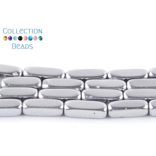 Natural Stone Silver Plated Cuboid Shape Hematite Spacer Loose Beads For DIY Jewelry Making Necklace Bracelet Accessories 15