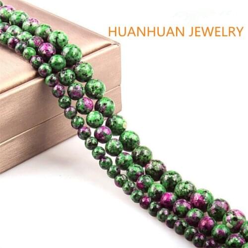 Natural Stone Red/green Epidote Zoisite Round Beads Wholesale Loose Beads for Jewelry Making Accessorie 6-12mm DIY Free Shipping