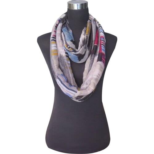 Color Blocks Stripes Print Womens Infinity Loop Scarf, Free Shipping