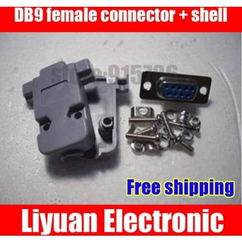 Free shipping DB9 female connector + shell / serial / Solder / DB9 female set
