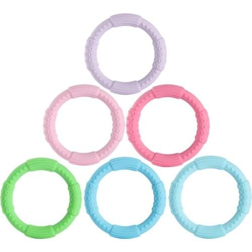 Baby Wooden Teether Ring DIY Crochet Bunny Rattle Soother Bracelet Infant Teething Molar Play Toys
