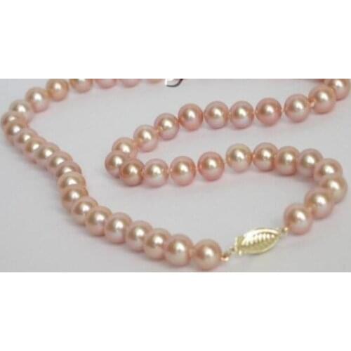 Hot sale new Style >>>>>AAAA 7mm GENUINE AKOYA PINK SEA WATER PEARL NECKLACE 14KGP