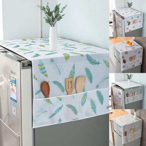 Refrigerator Top Cover Cloth PEVA Washing Machine Cover with Pocket Microwave Oven Dust Proof Cover Household Home Storage Bag