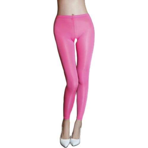 Ice Silk Candy Color Shiny Elastic Exotic Flare Pants Wetlook Sexy Transparent Trousers Women Fitness Legging Push Up Leggings