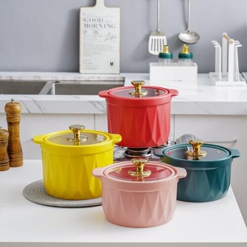 Modern Minimalist Matte Glazed Ceramic Casserole High Temperature Resistance and Open Flame Household Creative Soup Saucepan