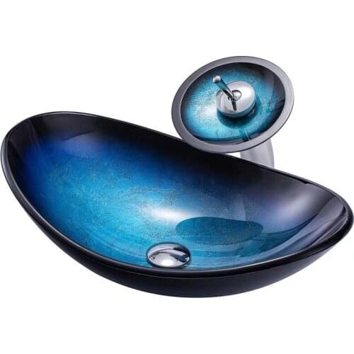 Colorful Hand Painted Tempered Glass Kitchen Sink