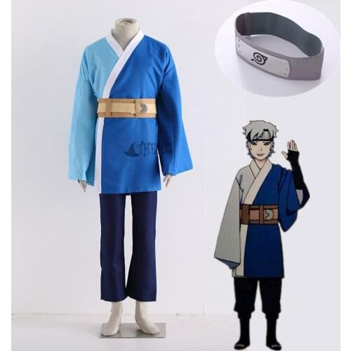 MMGG BORUTO Mitsuki Cosplay Costumes Shirt Pants Waist Bag Headband For Kids Men Plus Size