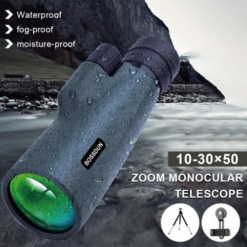 10-30x50 Monocular Professional Zoom Telescope Low Light Vision Anti-Fog BAK4 Prism Waterproof for Hunting Camping Bird Watching
