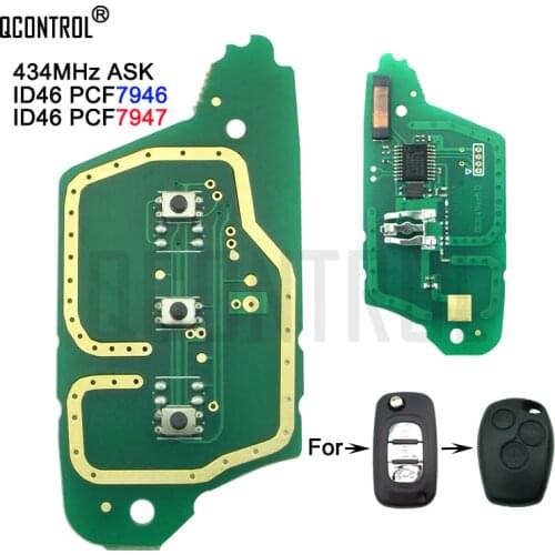 QCONTROL Car Remote Key Refit Circuit Board for Renault Wind Clio Modus Kangoo Master Twingo 2004 - 2016 ID46 PCF7946/7947