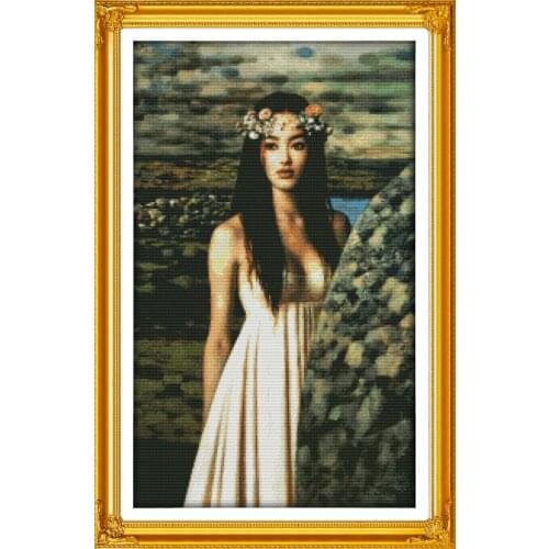 Green field cross stitch kit people 18ct 14ct 11ct count print canvas stitches embroidery DIY handmade needlework