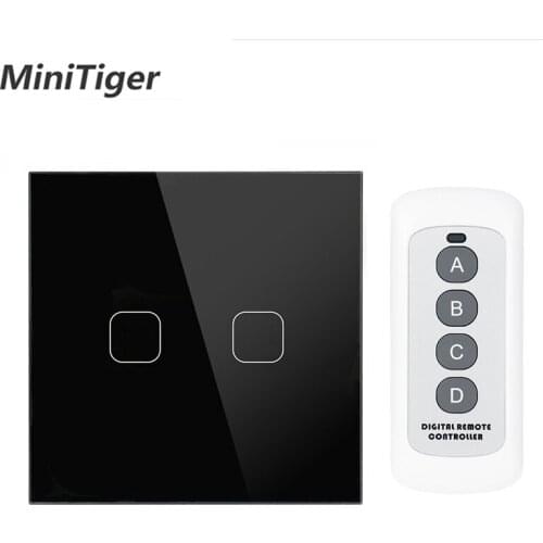 Mobu crystal glass Remote Power switch EU smart switch Wireless Remote control touch light wall switch 2 gang LED
