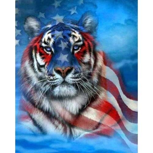 PDMDOG 5D Diamond Embroidery Rhinestone Diamond painting Pasted Paintings Cross Stitch Kit Flag Tiger diamond Decor
