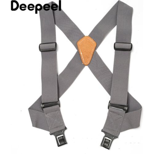 Deepeel 1pc 5cm*120cm Mens Polyester Elastic Wide Suspenders Adjustable Elastic X Back Braces Solid Color Adult Suspender YB612