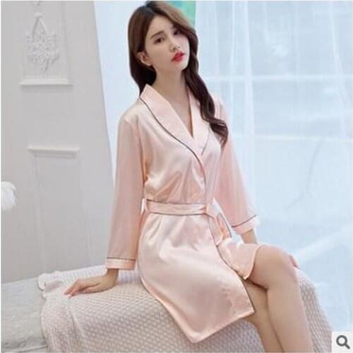 Thoshine 2017 Spring Summer Autumn Women Chinese Satin Silk Robe Female Classical Bathrobe Lady Nightdress Girl Pijama Sleepwea