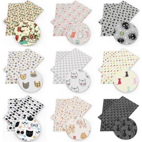 20*33cm Cat Faux Synthetic Leather Fabric For Bow-knot Bags Wallet Earring Phone Case Scrapbook DIY,1Yc16488