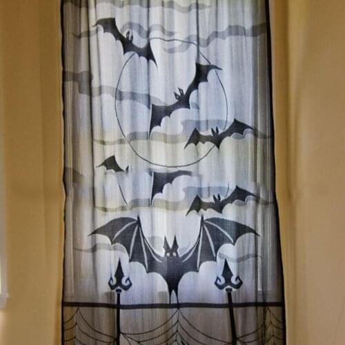 Halloween Curtains Ghosts Curtains Warp Lace Spider Web Bat Halloween Curtains 101x213cm Home Holiday Decoration Curtains