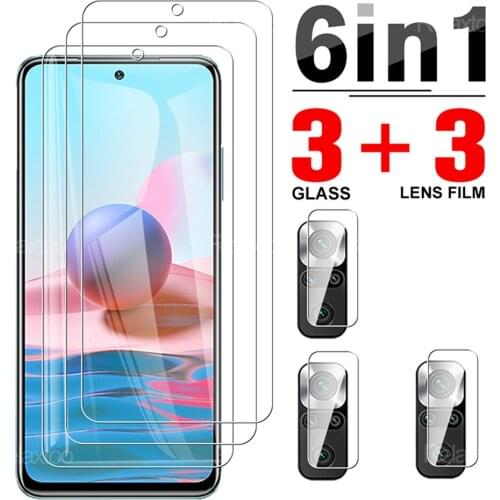 6 In 1 Full Cover Tempered Glasses Protector For Xiaomi Redmi Note 10 Camera Lens Protective Glass For Readmi Redme Note10 6.43"
