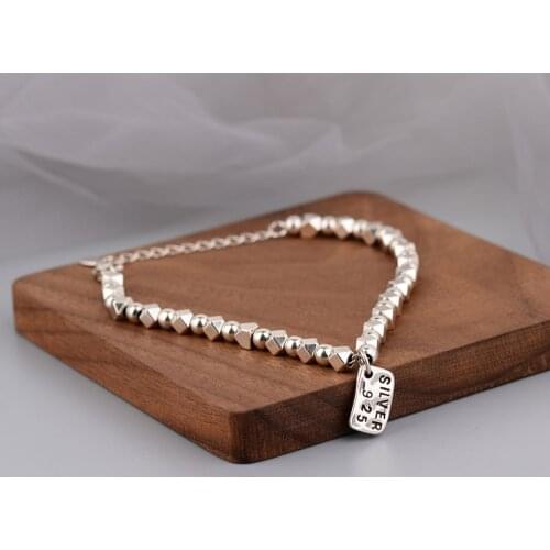 VENTFILLE 925 Sterling Silver Bracelets for Women Trendy Elegant Charm Vintage String of Beads Geometric Punk Party Jewelry Gift