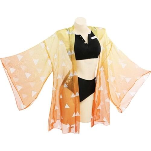 Womens Swimsuit 3pcs Chiffon Cover Swimwear High Waist Push Up Bikini Set Bathing Suit With Cover Up Colorful Swimming Suit