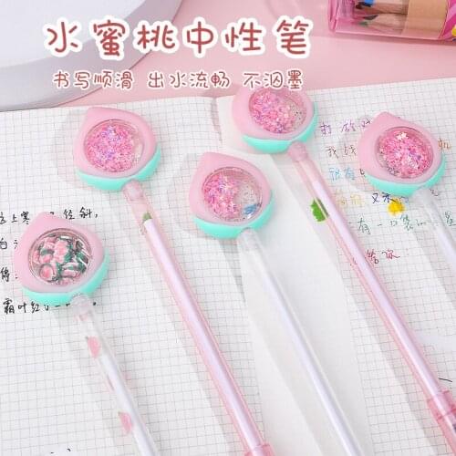 1Pcs Creative Fruit Pendant Gel Pen Cute 0.5mm Black Ink Neutral Pens Office Stationery School Writing Supplies Promotional Gift