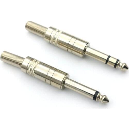 100pcs CONNECTOR metal 6.35mm 1/4" Male mono/Stereo Audio TRS Jack Plug Connector soldering