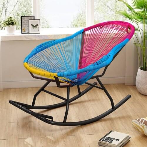150kg Load-bearing Household Rocking Chair Casual Creative Nap Chair Adult Colorful Leisure Chair Balcony Summer Cany Chairs