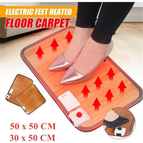 220V Electric Foot Warmer Feet Heating Pad Carbon Crystal Winter Electric Heating Foot Warmer 2 Modes Deep Wood Grain Mat Office