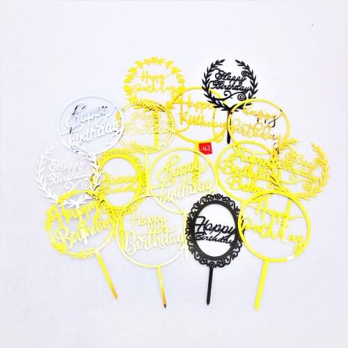 8Pcs New Acrylic Happy Birthday Cake Toppers Cupcake Topper Flags For Kids Birthday Party Supplies Cake Decoration