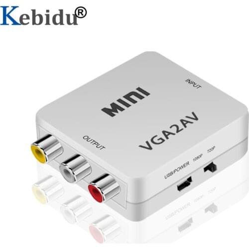 Kebidu Mini VGA to AV Converter Adapter Support HD 1080P VGA2AV RCA Converter PC to TV HD Computer to TV Wholesale