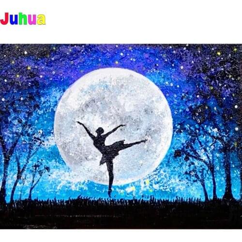 Dancing Girls in moonlight 5d diy Diamond Painting Full Drill landscape Diamond Embroidery Mosaic art home decor drop shipping