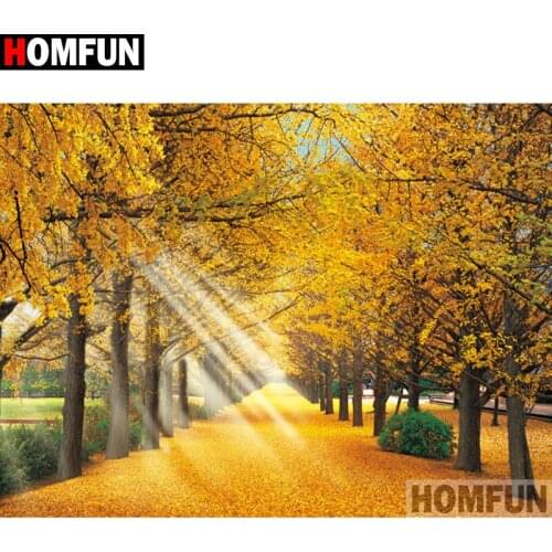 HOMFUN Full Square/Round Drill 5D DIY Diamond Painting "Landscape tree" 3D Embroidery Cross Stitch 5D Home Decor Gift A01075