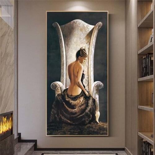 Large Size Canvas Wall Art Prints Nude Lady Oil Painting Feeling Picture Printed On Canvas For Home wall mural Decor Cuadros